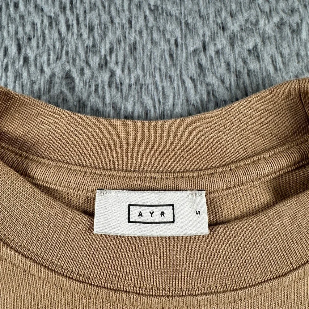AYR Men's Long Sleeve Crewneck Tee in Camel - Picture 3 of 10